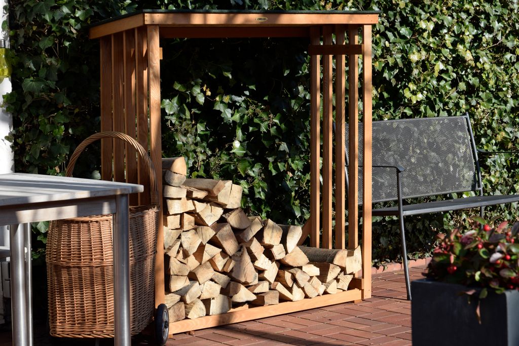 dobar Großes Kaminholzregal Wand XL aus Holz für draußen im Produktbild 7