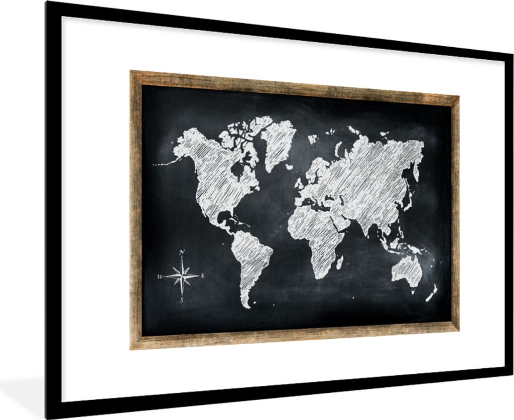 MuchoWow® MuchoWow® Gerahmtes Poster Weltkarte - Wandtafel Produktbild 