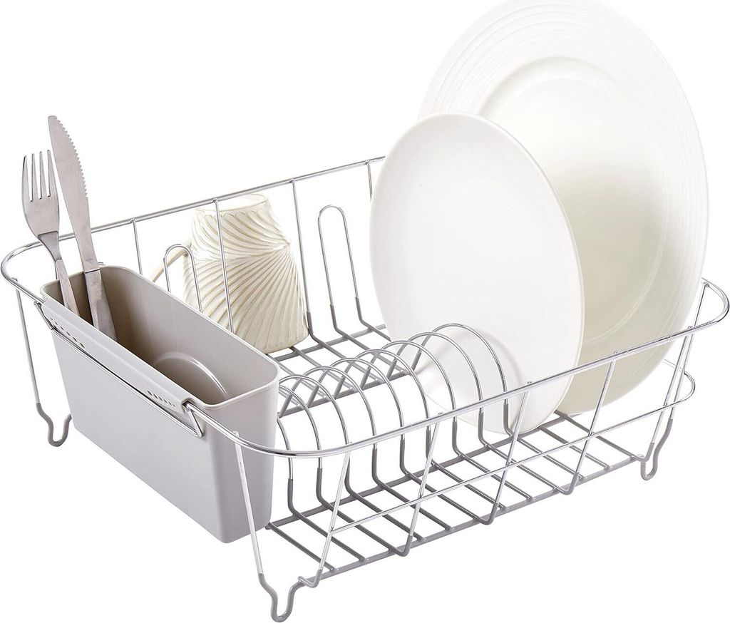 2-teiliges Abtropfgestell-Set, Abtropfgestell mit Utensilienhalter, einfach und leicht zu verwenden, passt in die meisten Spülbecken, 36,8 x 33 x ...