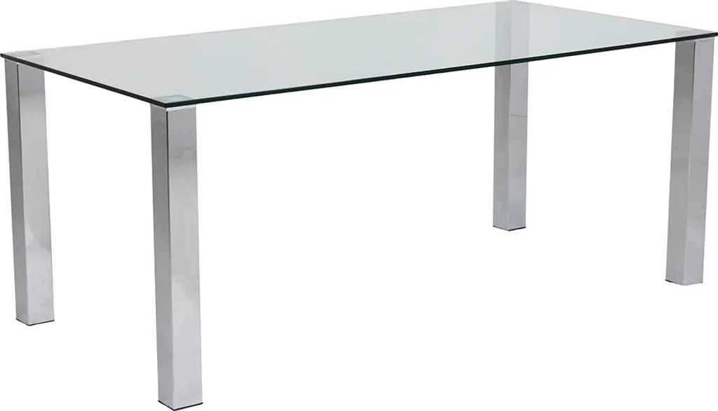 Table à manger 180 cm Smuk Ellis en verre trempé et pieds design noir