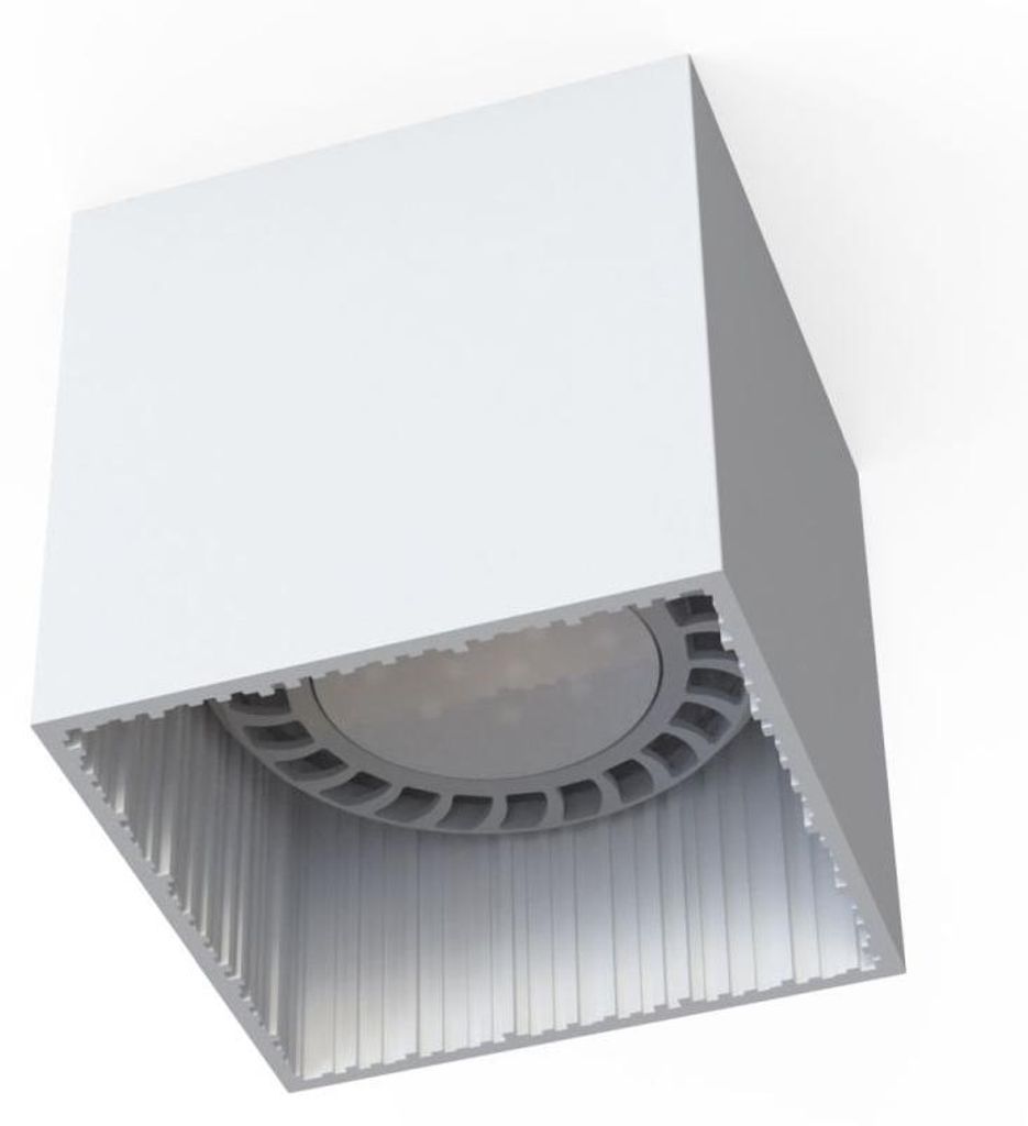 Kleiner Spot Weiß Aluminium eckig B:12,5cm vielseitig GU10 Aufputz Deckenlampe Flur Wohnzimmer