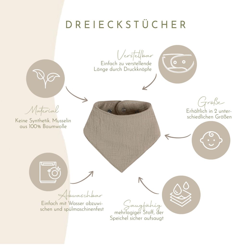 Musselin Halstücher Set 4 Stück Größe M Dreieckstücher Produktbild 3