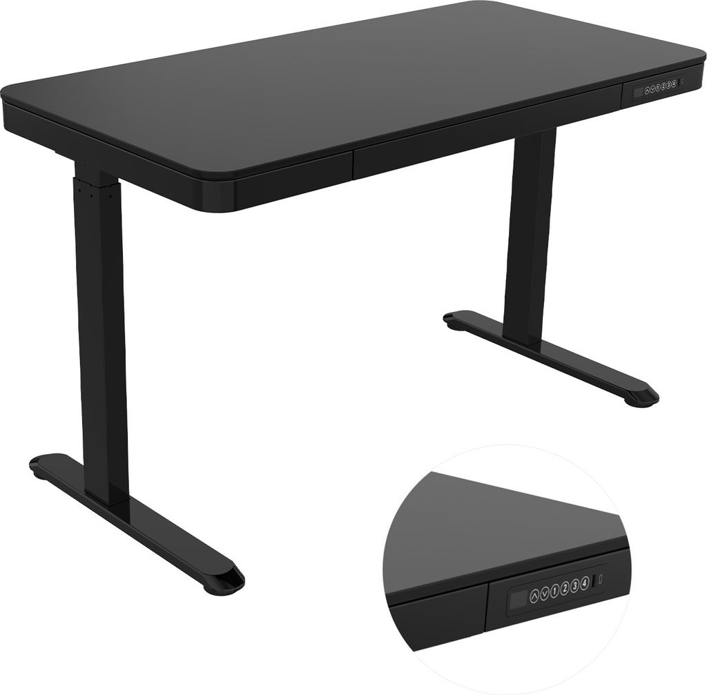 Spacetronik - Schreibtisch Höhenverstellbar Elektrisch 120 cm x 60 cm - Bürotisch mit Speicherfunktion für vier Höheneinstellungen und USB-Lade...