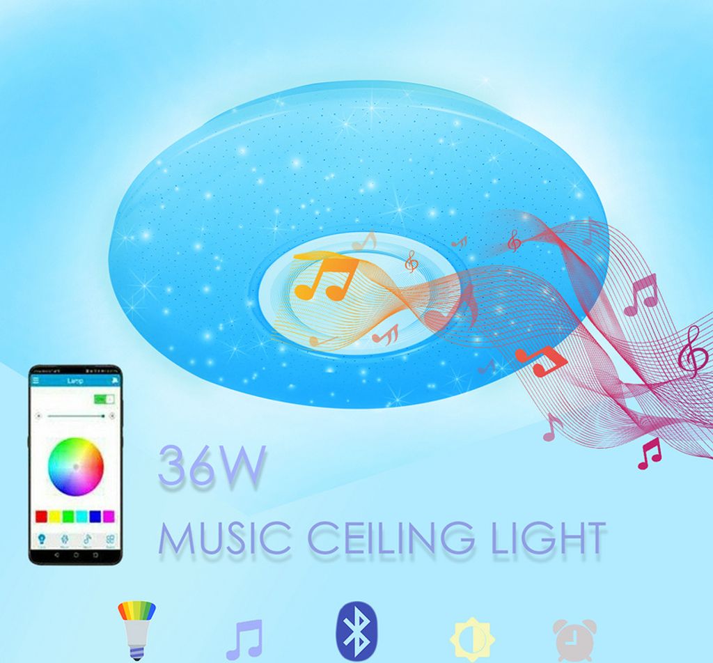 Jopassy LED Deckenleuchte 36W Farbwechsel Flur Deckenlampe Bluetooth Musik Rund Leuchte