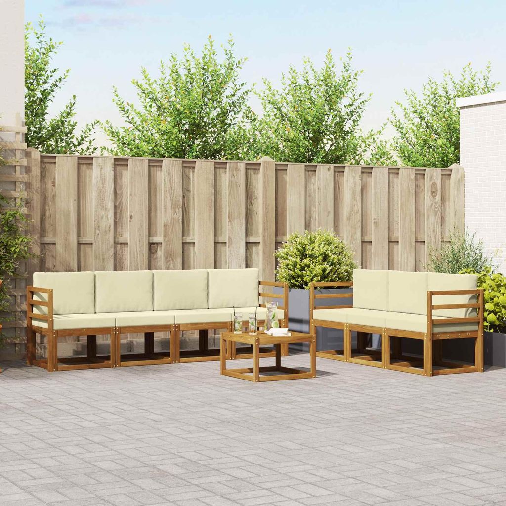 (Robust Möbel)Outdoor-Sofagarnitur - CLORIS - Balkonmöbe/Sitzgruppe - mit Kissen 8 pcs - Moderne Design - Natur und Creme - Gartensofas NeuM...