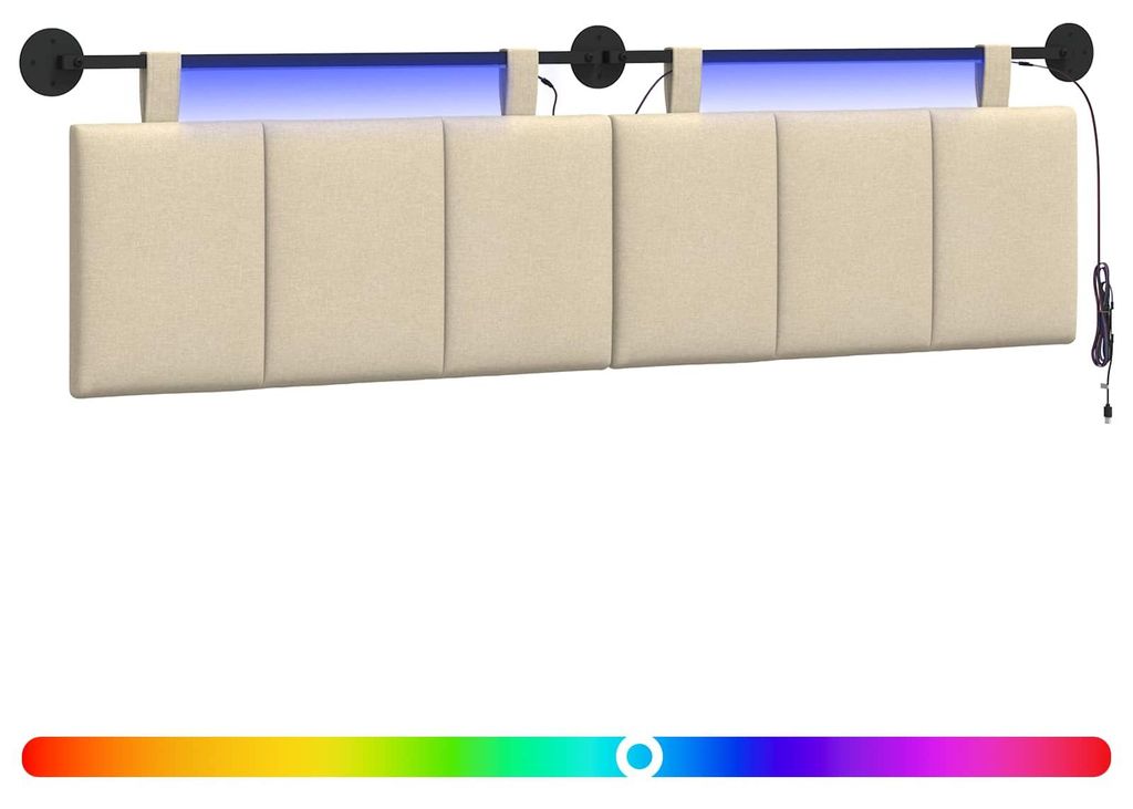 Hängendes Kopfteil Mit LED Licht Creme Stoff