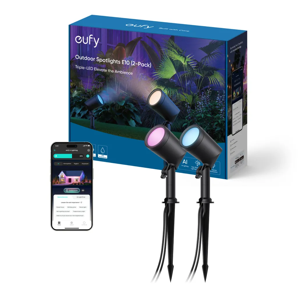Projecteur Extérieur LED Eufy E10 Spot Lumineux Noir 500lm Pack de 2
