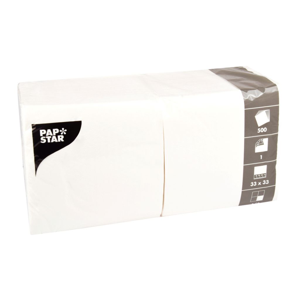 PAPSTAR Servietten 330 x 330 mm 1-lagig weiß 500 Stück Produktbild 