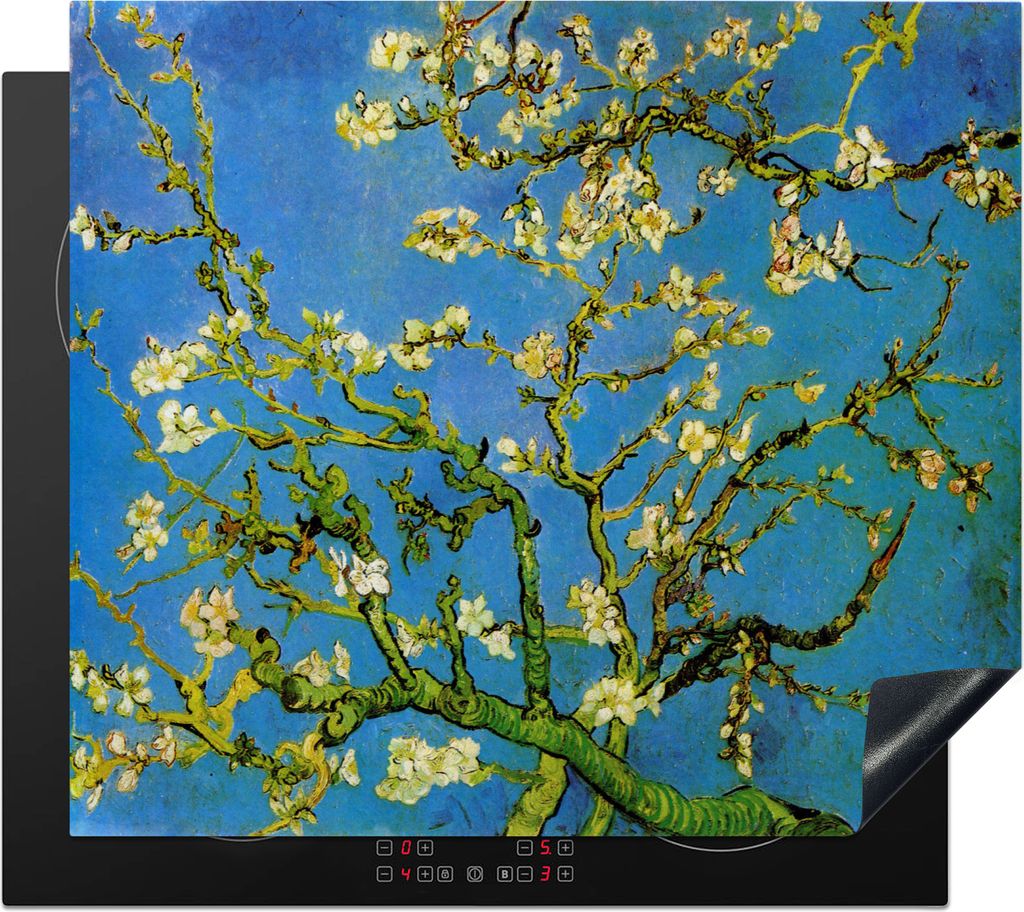 KitchenYeah Herdabdeckplatte Mandelblüte - Vincent van Gogh , 57x51cm, Küche Deko, Glaskeramikfeld Herdabdeckung, Abdeckplatte fùr Kochfeld