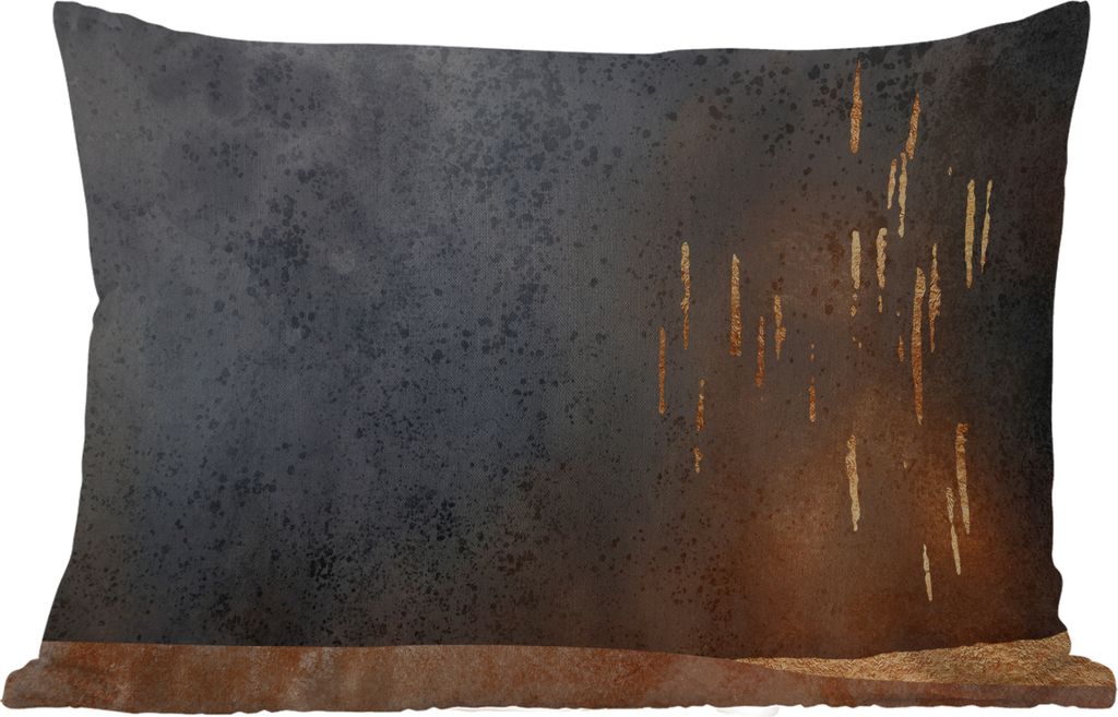 MuchoWow Outdoor Kissen - Abstrakt - Gold - Design - 50x30 cm - Wetterfest - Lounge Kissen - Sofa kissen - Wohnzimmer Dekoration