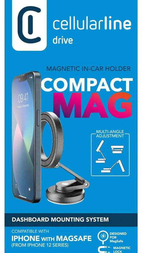 CellularLine Compact MAG Support Voiture Magnétique pour iPhone 12 Noir - 2