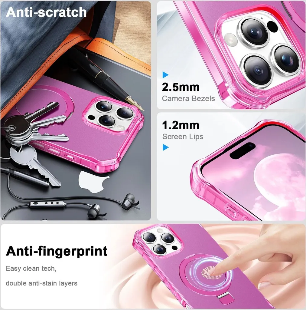 Custodia Wave Rosa per iPhone 16 Pro Max MagSafe | Design ad Anello - 4