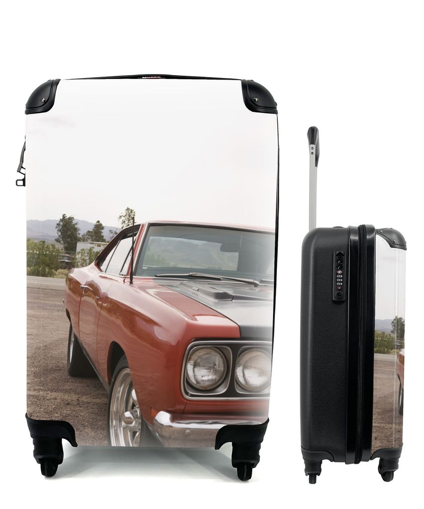 MuchoWow Koffer Handgepäck Trolley Rollkoffer Kleine Reisekoffer mit 4 Rollen - Muscle Car - Cabin Size < 55x40x23 cm & 55x40x20 cm - Fotokoffer...