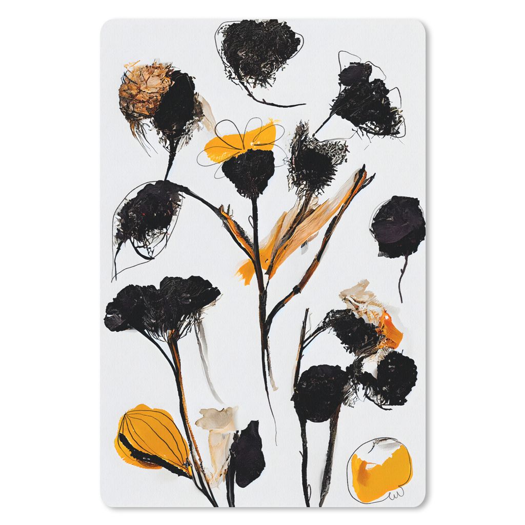 MuchoWow Mauspad Mousepad Blumen - Schwarz - Pflanzen - Pastell - Gelb 18x27 cm - Mousepads - Maus Mat - Pad - Mausunterlage