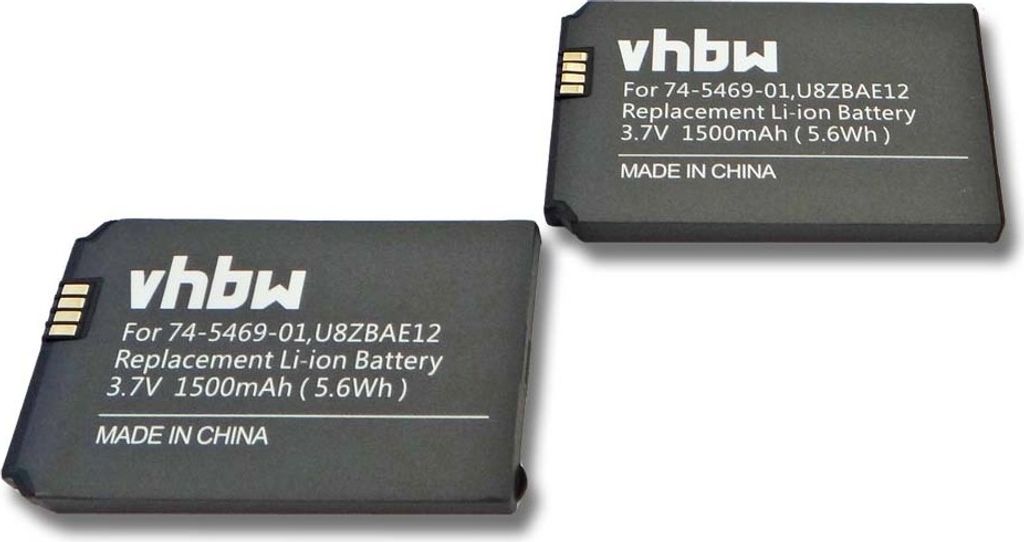 vhbw 2x Akku kompatibel mit Cisco Unified Wifi IP Phone 7925G, 7921G, 7925G-A-K9, 7925G-EX schnurlos Festnetz Telefon (1500 mAh, 3,7 V, Li-Ion)