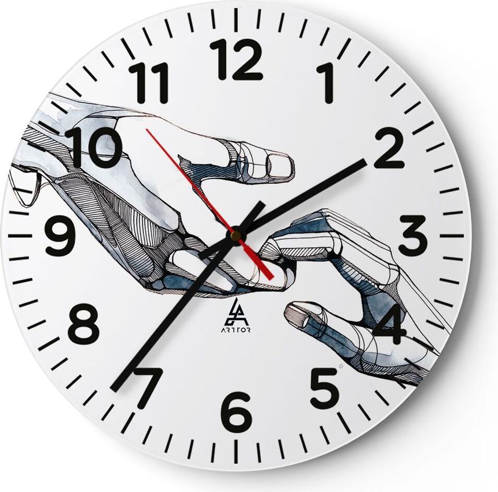 Wanduhr - Rund - Glasuhr - Surrealismus Hände Hilfe - 40x40cm - Schleichendes Uhrwerk - Lautlos - zum Aufhängen bereit - Dekoration Modern - Wand...