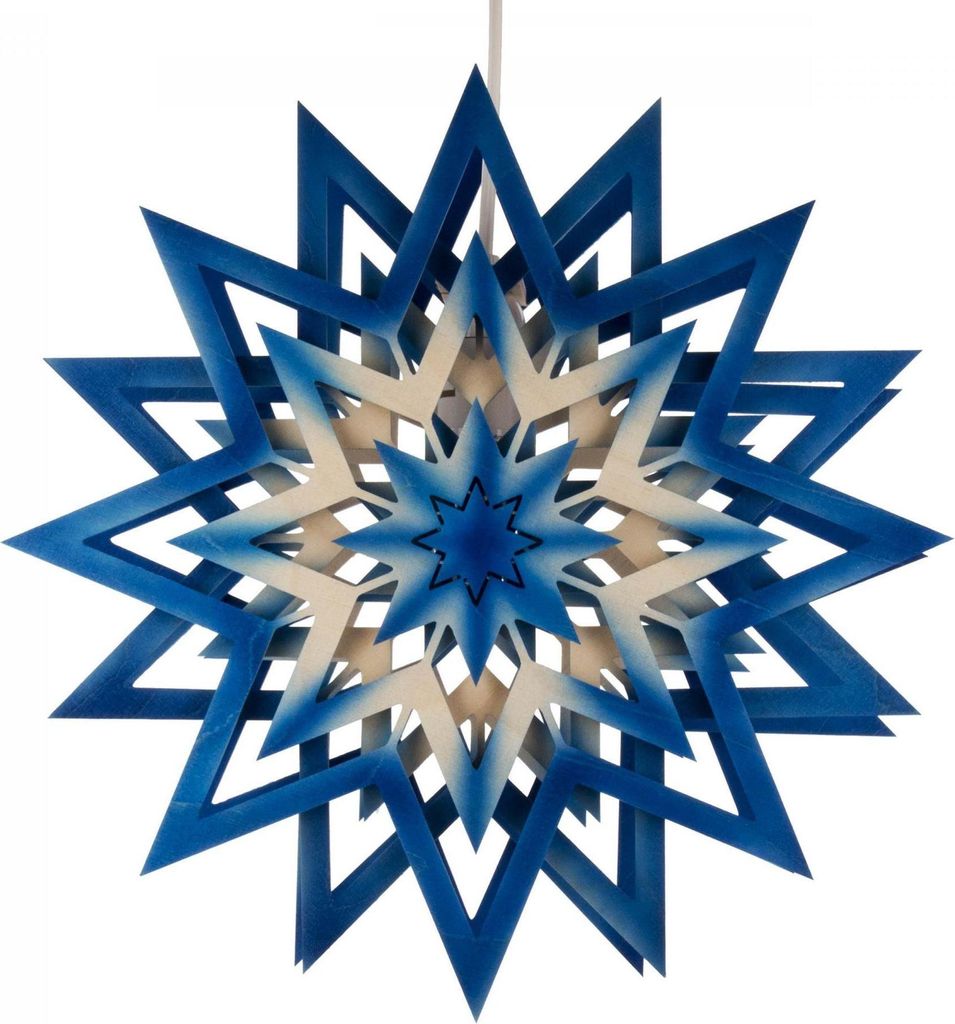 Weihnachtsstern blau-natur mit elektrischer Beleuchtung BxHxT 28x28x7cm NEU