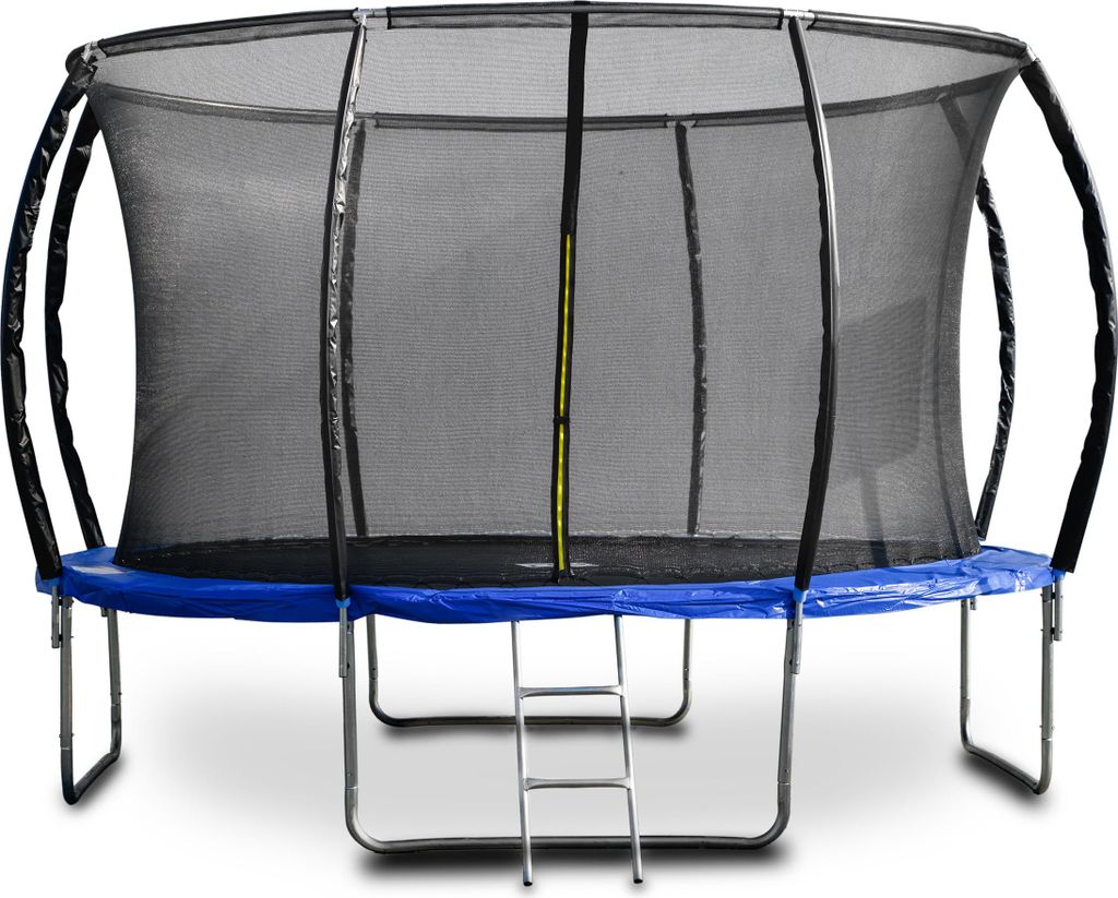 G21 Trampolin G21 SpaceJump, 366 cm, blau, mit Sicherheitsnetz + Freitreppe G21-69042691