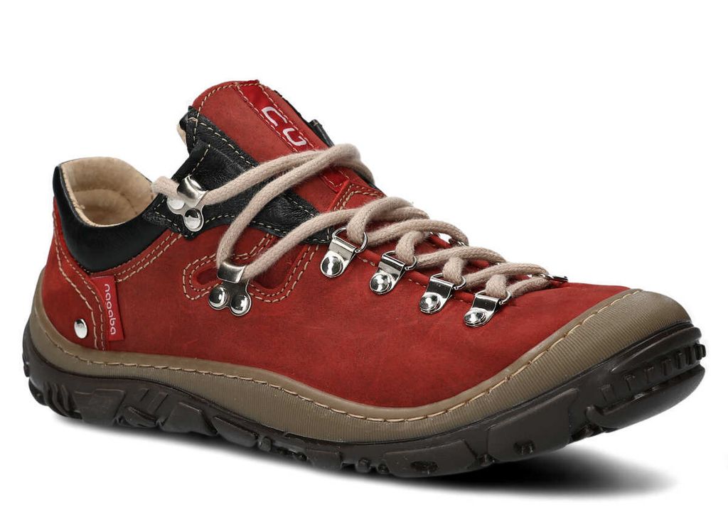 nagaba Wanderschuhe Damen Lederschuhe Trekkingschuhe Frauen, Rot, 37