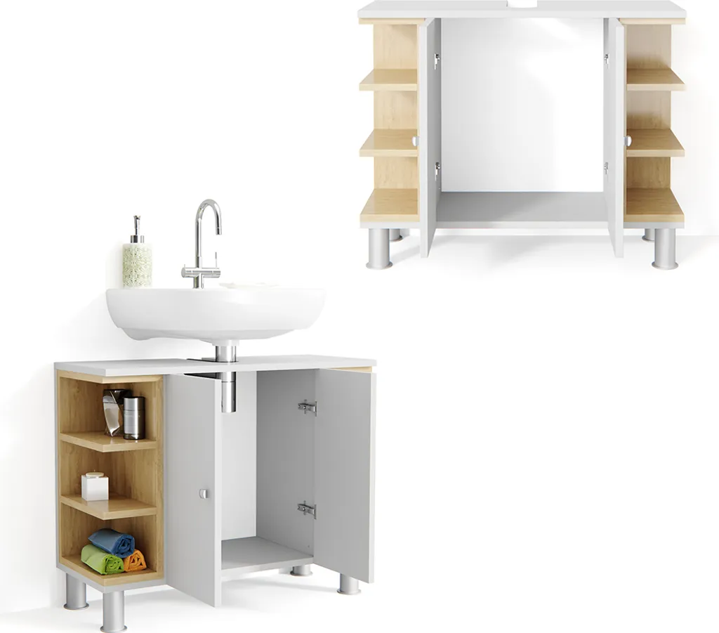 Meuble de salle de bain sous vasque Vicco Aquis blanc avec grand rangement - 7