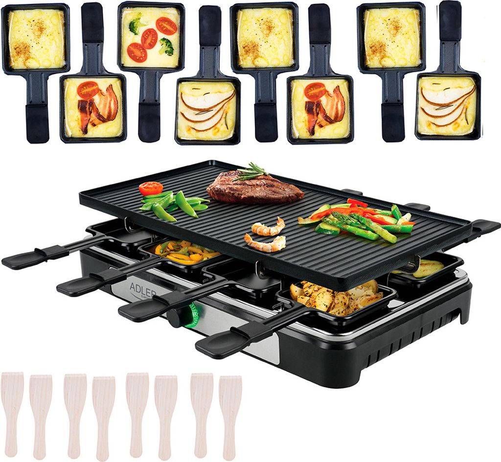 ADLER ELEKTRICKÝ GRIL 4 v 1 Raclette 1400W 8 osôb Obrázok produktu 9