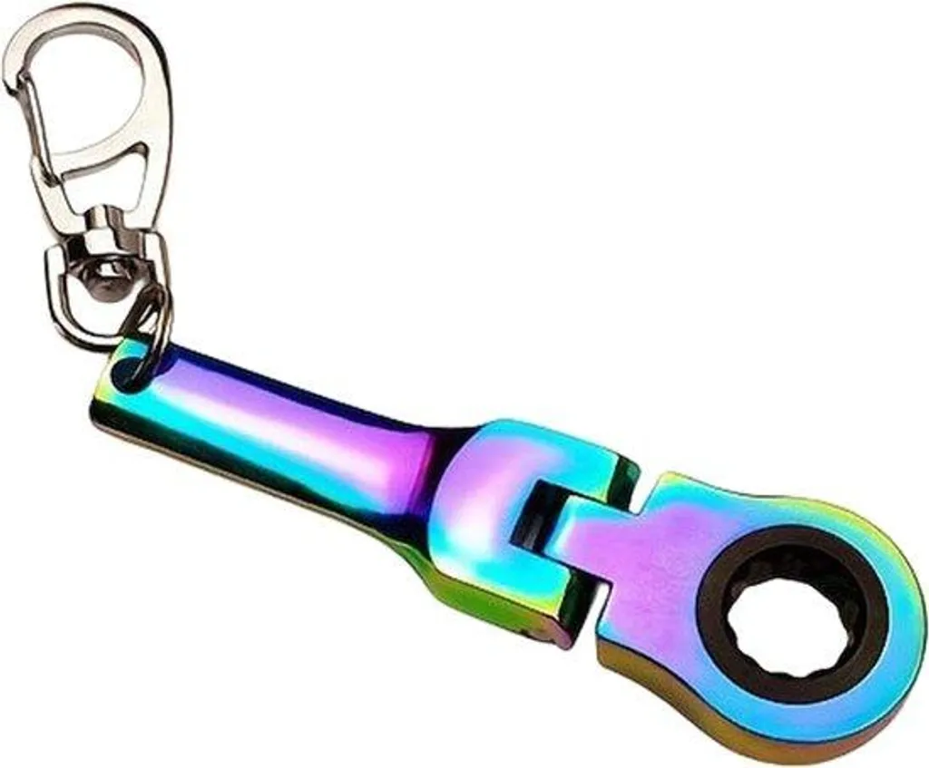 Porte-clé à cliquet 10 mm en métal brossé avec attache rapide renforcée