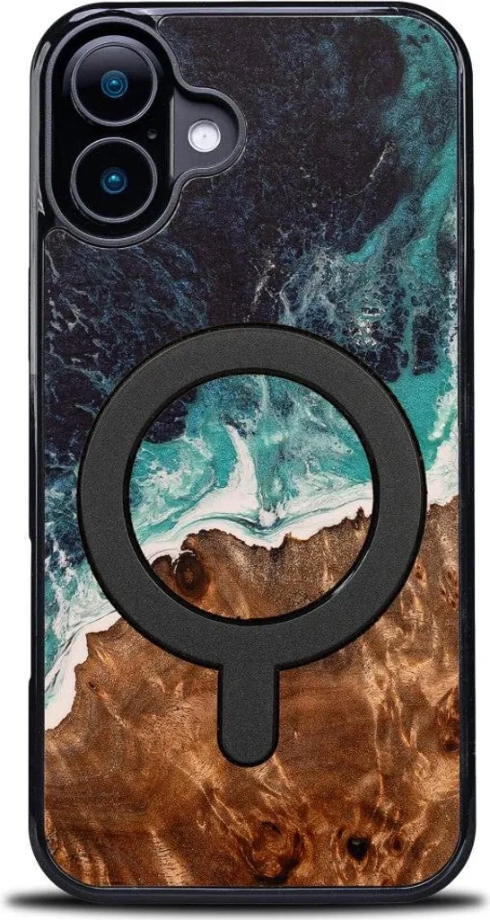 Cover MagSafe iPhone 16 Plus Bewood Unique Legno e Resina Blu - 8