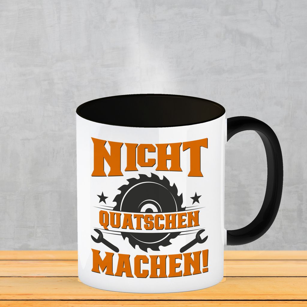 Nicht Quatschen. Machen! Kaffeebecher in schwarz für Produktbild 