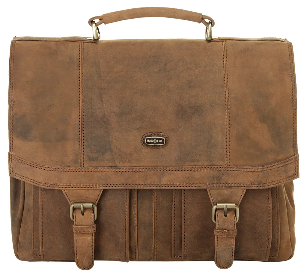 Sac Porte-Documents Harold's Antic Cuir Marron - Serviette Pro Compacte - 3