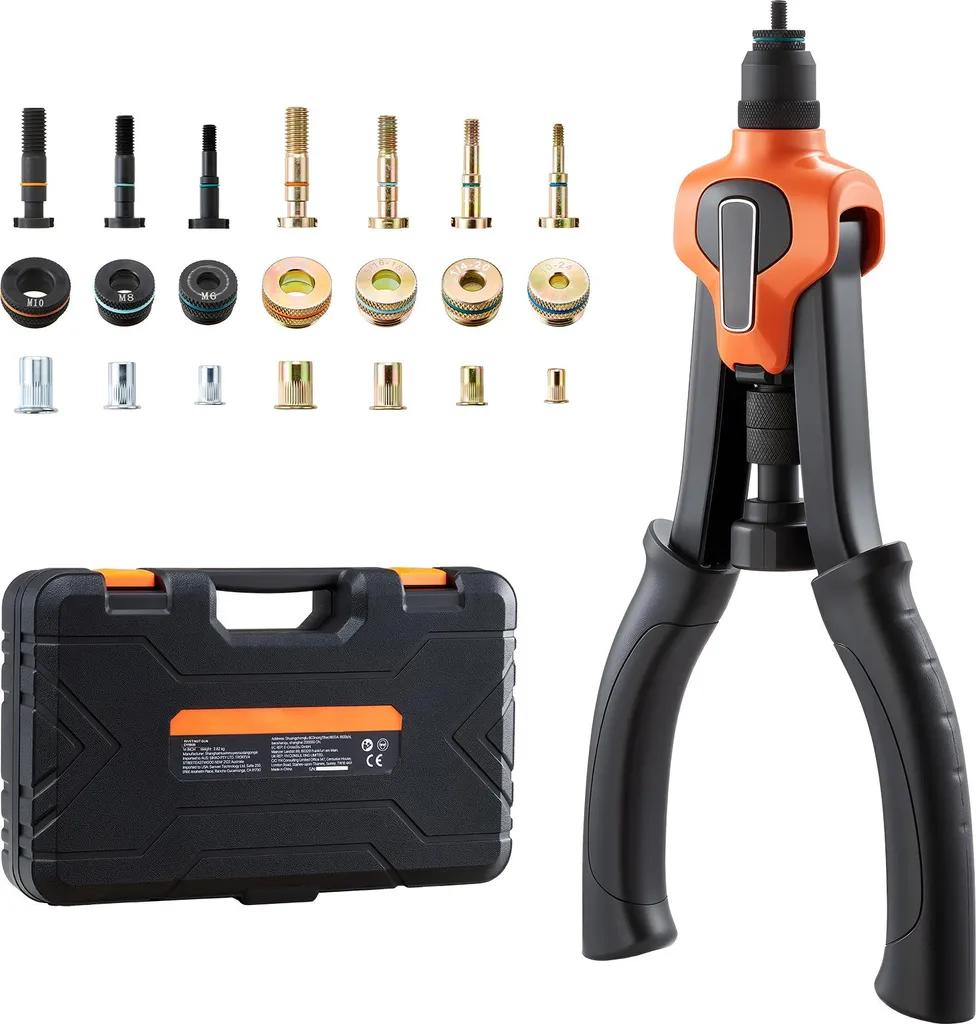 Pince à riveter professionnelle 34 cm - 7 mandrins et 70 écrous UNC