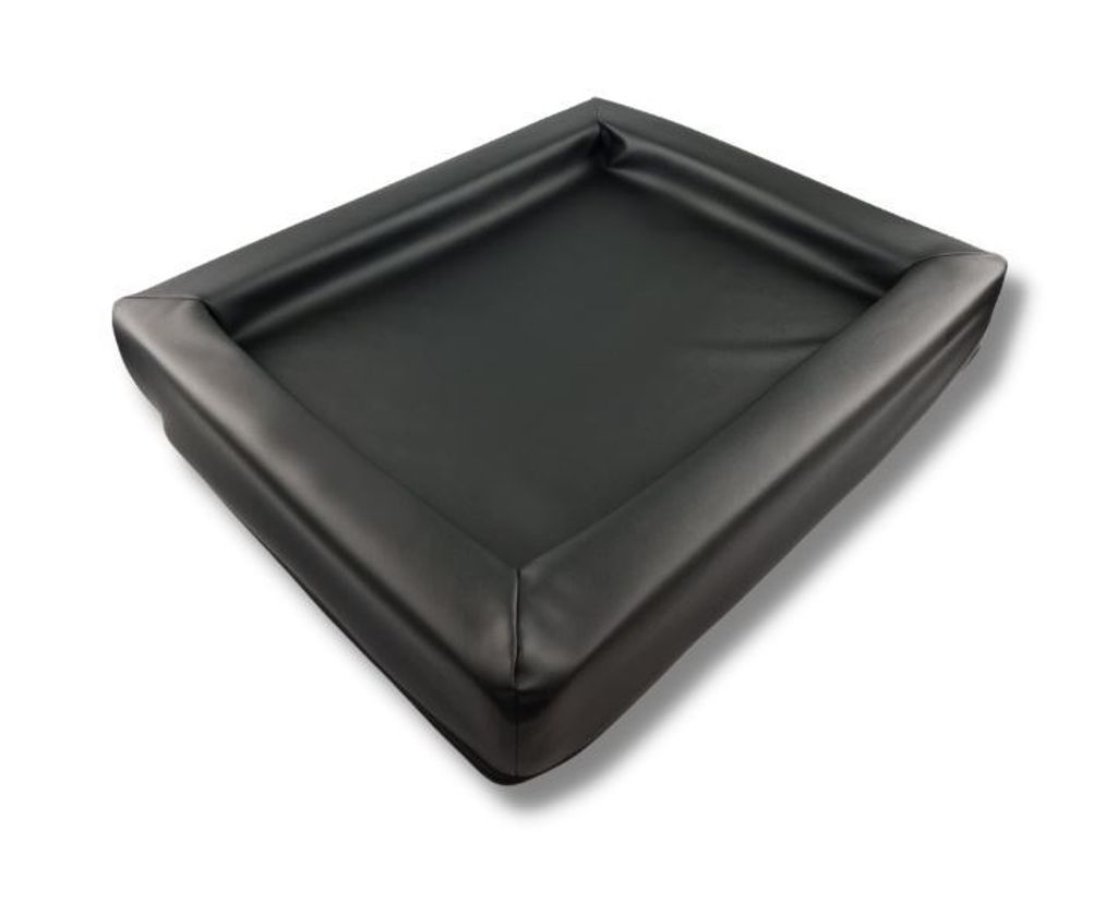 Loungebett Hundebett M - 85 x 70 cm - Lederoptik Schwarz - Hundekorb Komfort-Hundekissen
