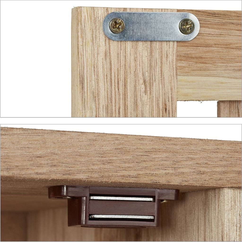 Relaxdays Wandschrank, Walnuss, 2 Fächer, Magnetverschluss, Produktbild 
