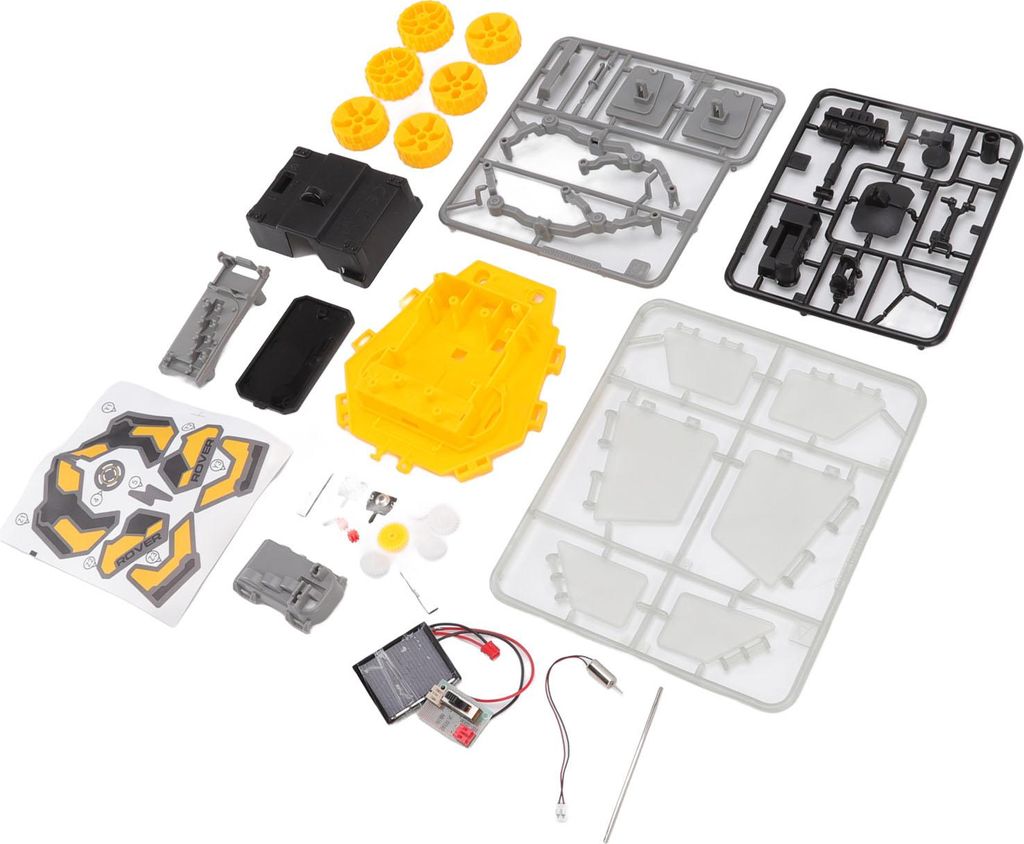 Solar-Mars-Erkundungsauto-Modell, funktionsfähig, pädagogisches Bauspielzeug, DIY-Set für über 8 Jahre alt, Gelb