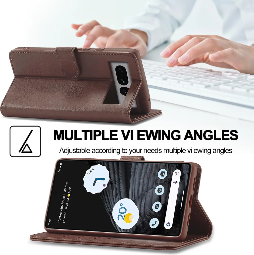 Custodia a portafoglio in pelle per Google Pixel 7 Pro