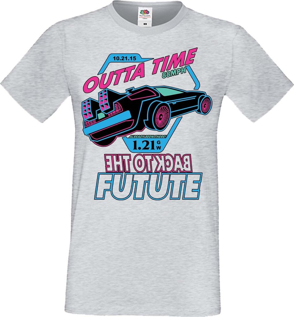 Herren T-Shirt Anime Manga Back To The Future, Man M / Grau