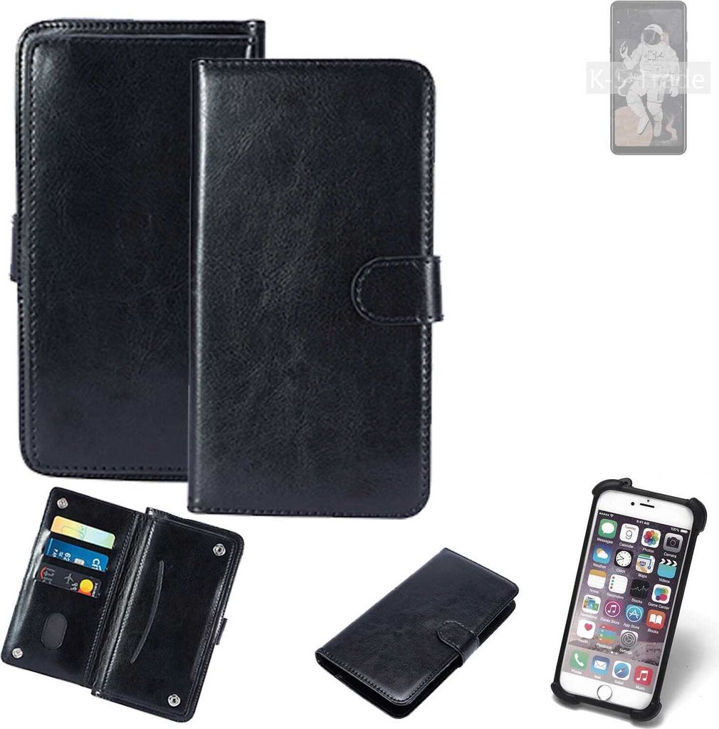 K-S-Trade 360° Hülle kompatibel mit HiSense A5C schwarz Kunstleder Case BookCase WalletCase Kunstlederederhülle Handyhülle, Rundumschutz Bumper