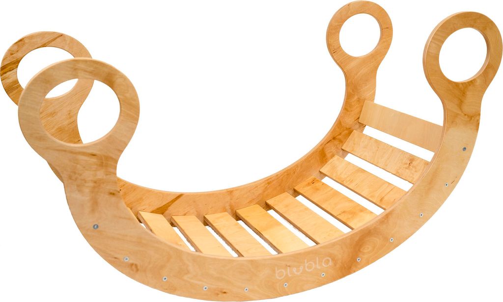 BLUBLA Bogen Kletterbogen Wippe Holz Klettergerüst Kinder Rocker XL, Lackiert