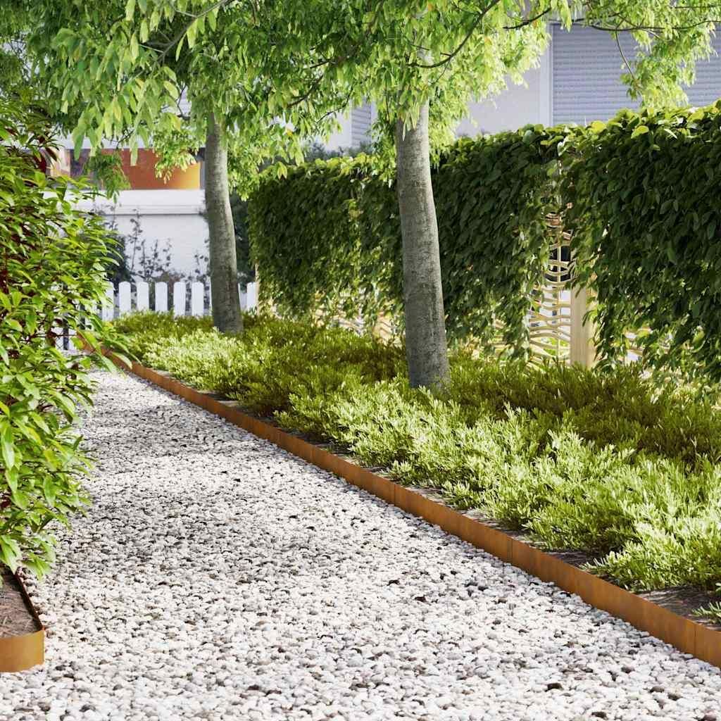 Möbel Rasenkanten 50 pcs Braun 100 x 0.5 x 15 cm Wetterfester Stahl - Beeteinfassungen 865945