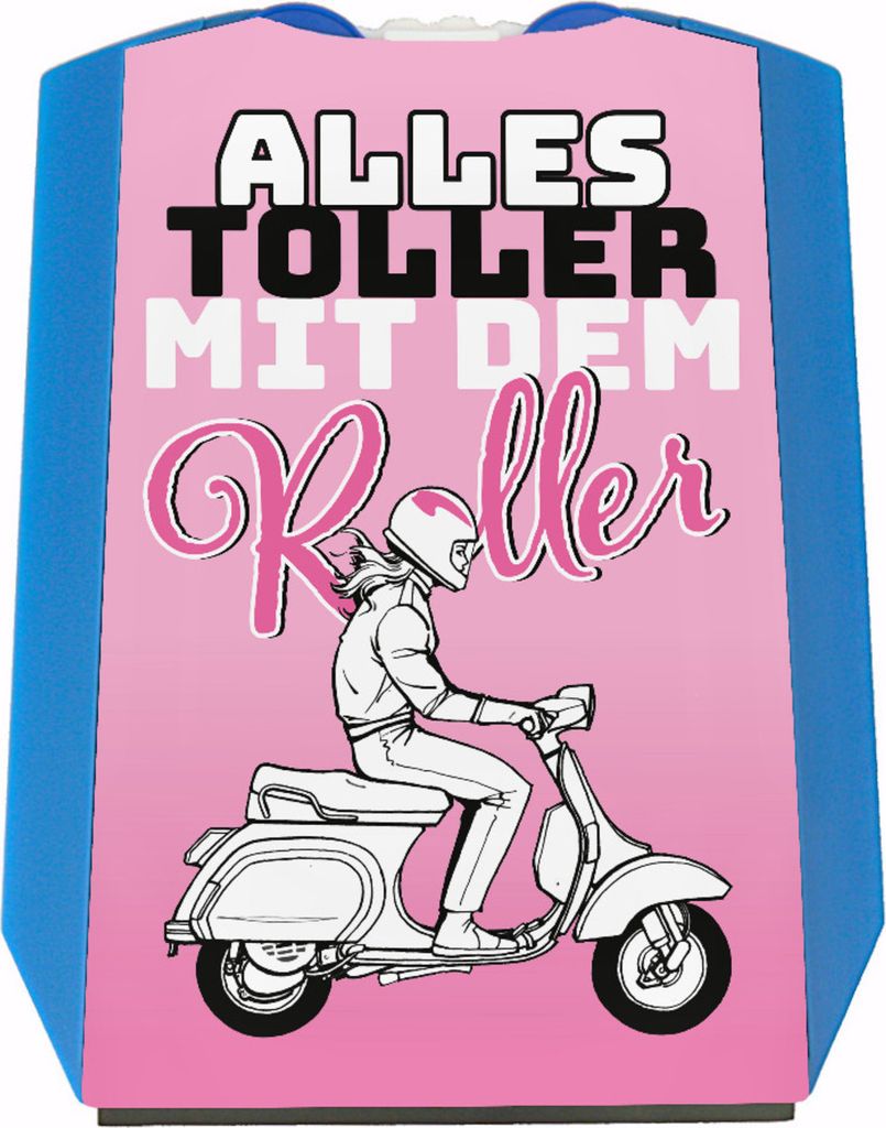 Alles toller mit dem Roller Parkscheibe in rosa mit Rollerfahrerin
