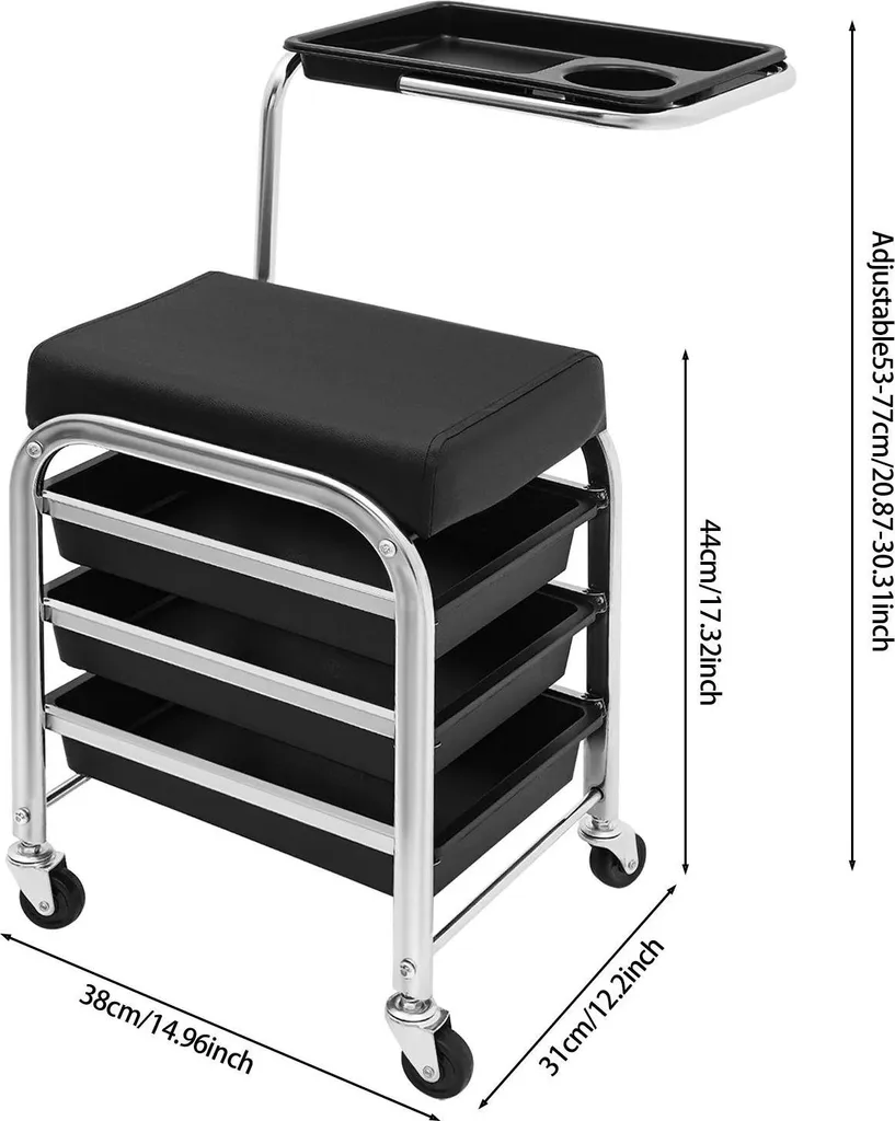 Desserte de salon esthétique à roulettes avec support outils ajustable - 2
