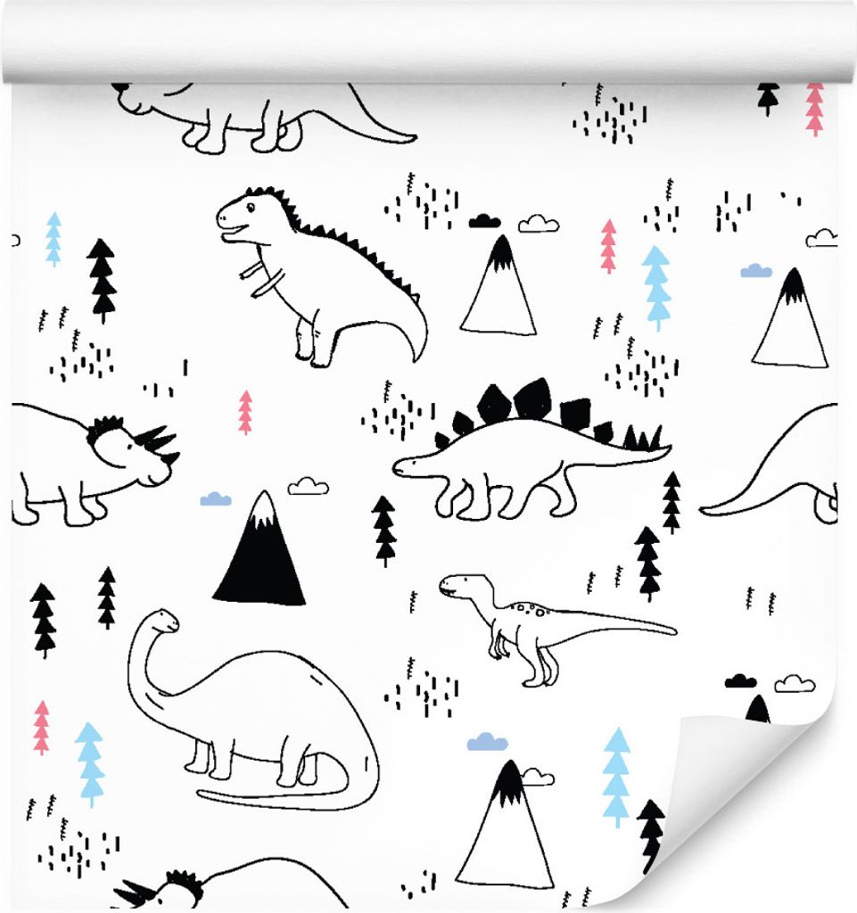 10m VLIES TAPETE Rolle Kinderzimmer Dinosaurier Wolken Bäume Gebirge XXL