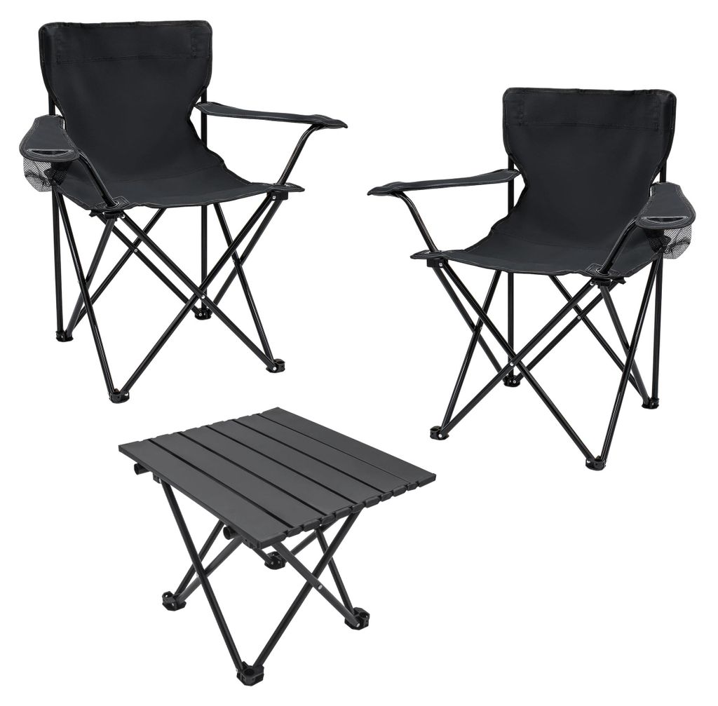 Camping Sitzgruppe 3-teilig mit Aluminium Klapptisch und Produktbild 