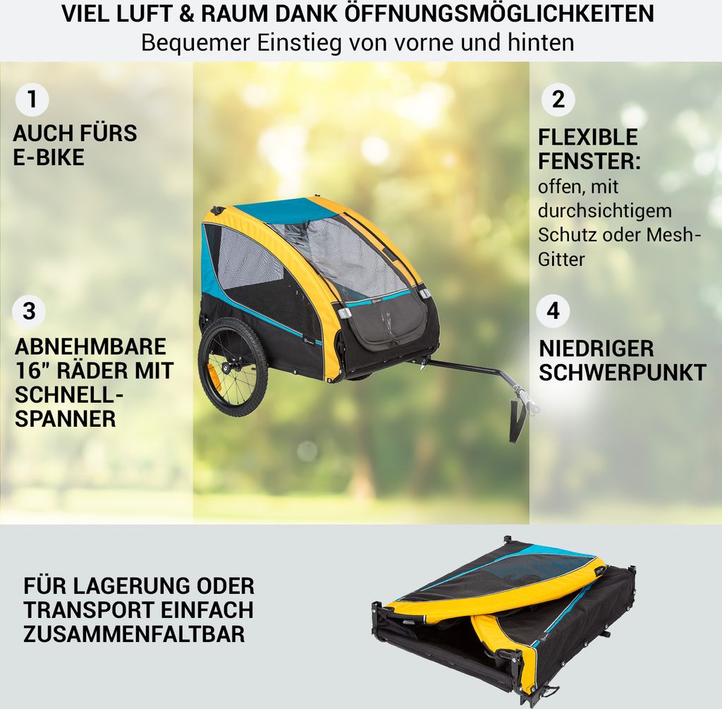Klarfit Fahrradanhänger für Hunde, Stabiler Produktbild 3