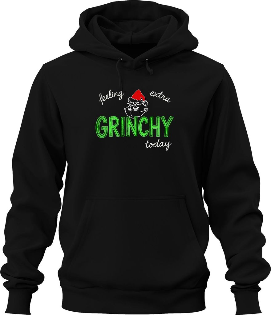 feeling extra GRINCHY today Weihnachten Grinch lustig sarkastisch Uni Hoodie Kapuzenpullover, Schwarz, XL