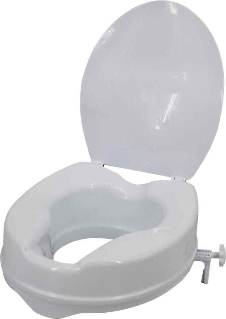 Universelle Toilettenerhöhung, 100 mm hoch, mit einer Tragkraft von 136 kg, aus robustem PP, mit Schraubstangen-Verriegelungssystem, für Senioren...
