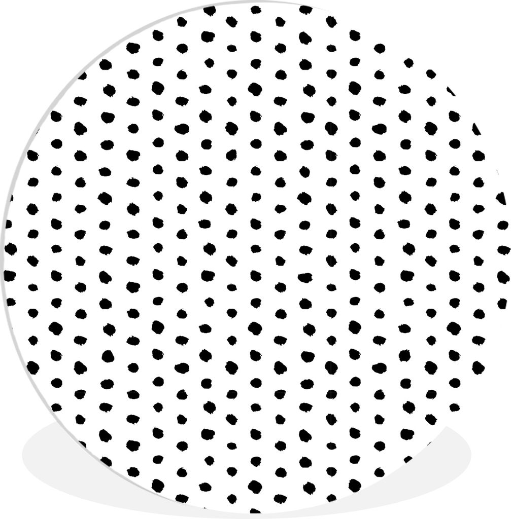 MuchoWow Rundes Wandbild - Runde Bilder Polka dots - Schwarz - Weiß - Muster Ø 60 cm Kreis Wanddekoration Kunststoff - Wandkreis - Wandschmuck ...