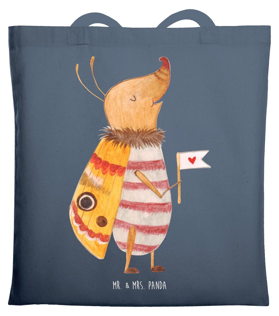 Mr. & Mrs. Panda Jutebeutel Nachtfalter Fähnchen - Indigo Blue - Geschenk, Süß, Tasche, Lustige Sprüche, Niedlich, Uni, Küche Deko, Käfer, Sp...