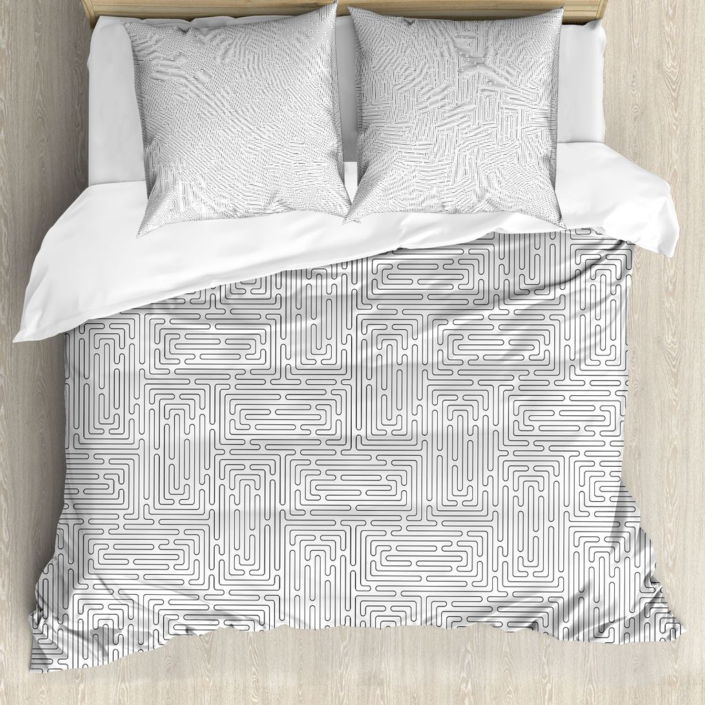 ABAKUHAUS Abstrakt Bettbezug Set für Einzelbetten, Moderne Hand gezeichnete Streifen, Milbensicher Allergiker geeignet mit Kissenbezug, 200 cm x 2...