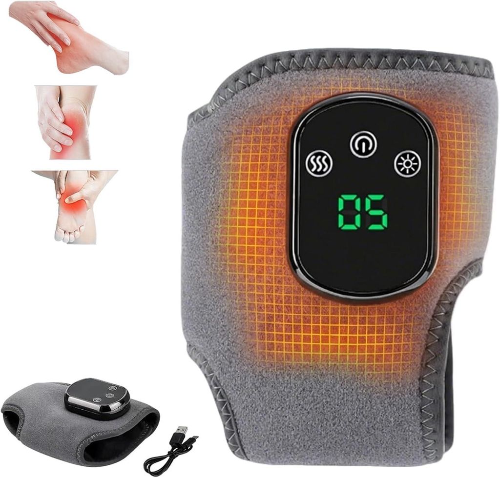 Fussmassagegerät elektrisch , 3-In-1-Fußmassager, Neuropathie Fussmassage, Portable Cordless Ankle Massagers with 3 Vibration Modes & 5 Heat Sett...