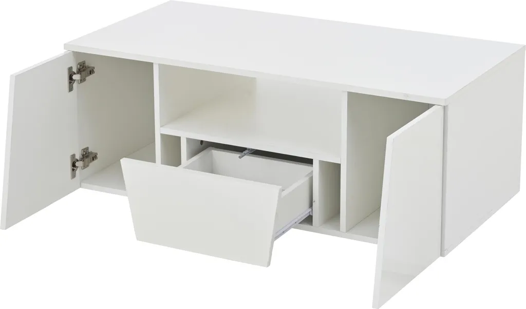 Table à café moderne LED pour salon blanc avec rangements intégrés - 20